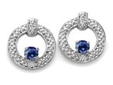 Tommaso Design™ Round 3 mm Genuine Sapphire and Diamond Round Circle Earrings