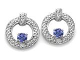 Tommaso Design™ Round 3 mm Genuine Tanzanite and Diamond Round Circle Earrings