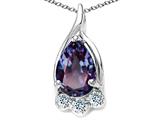 Tommaso Design™ Pear Shape 7x5mm Simulated Alexandrite and Diamond Pendant