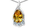 Tommaso Design™ Pear Shape 7x5mm Genuine Citrine and Diamond Pendant