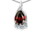 Tommaso Design™ Pear Shape 7x5mm Genuine Garnet and Diamond Pendant
