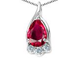 Tommaso Design™ Pear Shape 7x5mm Created Ruby and Diamond Pendant