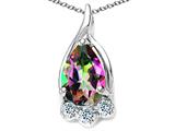Tommaso Design™ Pear Shape 7x5mm Rainbow Mystic Topaz and Diamond Pendant