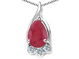 Tommaso Design™ Genuine Pear Shape Ruby and Diamond Pendant