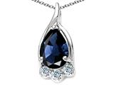 Tommaso Design™ Genuine Pear Shape Sapphire and Diamond Pendant