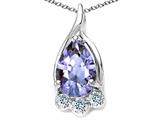 Tommaso Design™ Pear Shape 7x5mm Genuine Tanzanite and Diamond Pendant