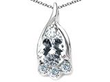 Tommaso Design™ Pear Shape 7x5mm Genuine White Topaz and Diamond Pendant