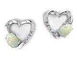Tommaso Design™ Oval 5x3mm Genuine Opal and Diamond Heart Earrings