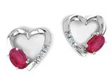 Tommaso Design™ Genuine Oval Ruby and Diamond Heart Earrings