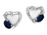 Tommaso Design™ Oval 5x3mm Genuine Sapphire and Diamond Heart Earrings
