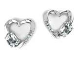 Tommaso Design™ Oval 5x3mm Genuine White Topaz and Diamond Heart Earrings