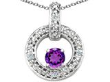 Tommaso Design™ Round 4 mm Genuine Amethyst and Diamond Round Circle Pendant