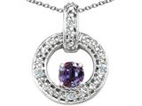 Tommaso Design™ Round 4 mm Simulated Alexandrite and Diamond Round Circle Pendant
