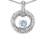 Tommaso Design™ Round 4 mm Genuine Aquamarine and Diamond Round Circle Pendant