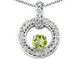 Tommaso Design™ Round 4 mm Genuine Peridot and Diamond Round Circle Pendant