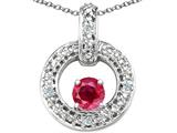Tommaso Design™ Genuine Ruby and Diamond Round Circle Pendant
