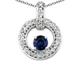 Tommaso Design™ Round 4 mm Genuine Sapphire and Diamond Round Circle Pendant