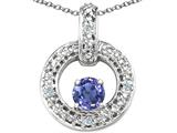 Tommaso Design™ Round 4 mm Genuine Tanzanite and Diamond Round Circle Pendant