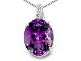 Tommaso Design™ Genuine Oval Amethyst and Diamond Pendant