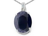 Tommaso Design™ Oval 10x8mm Genuine Black Sapphire and Diamond Pendant