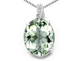 Tommaso Design™ Oval 10x8mm Genuine Green Amethyst and Diamond Pendant