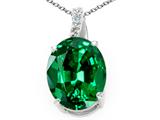 Tommaso Design™ Oval Simulated Emerald and Genuine Diamond Pendant