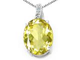 Tommaso Design™ Oval 10x8mm Genuine Lemon Quartz and Diamond Pendant