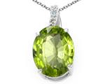 Tommaso Design™ Oval 10x8mm Genuine Peridot and Diamond Pendant