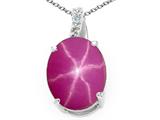 Tommaso Design™ Oval 10x8mm Created Star Ruby and Diamond Pendant