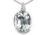 Tommaso Design™ Oval 10x8mm Genuine White Topaz and Diamond Pendant