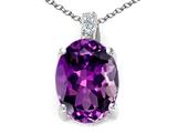 Tommaso Design™ Oval 10x8mm Genuine Amethyst and Diamond Pendant