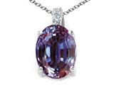 Tommaso Design™ Oval 8x6mm Simulated Alexandrite and Diamond Pendant