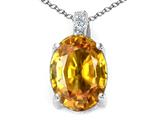 Tommaso Design™ Oval 10x8mm Genuine Citrine and Diamond Pendant