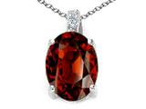 Tommaso Design™ Oval 8x6mm Genuine Garnet and Diamond Pendant