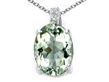Tommaso Design™ Oval 8x6mm Genuine Green Amethyst and Diamond Pendant