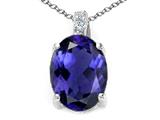 Tommaso Design™ Oval 8x6mm Genuine Iolite and Diamond Pendant