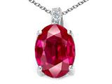 Tommaso Design™ Oval 10x8mm Created Ruby and Diamond Pendant