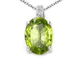 Tommaso Design™ Oval 8x6mm Genuine Peridot and Diamond Pendant