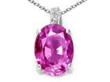 Tommaso Design™ Oval 8x6mm Genuine Pink Tourmaline and Diamond Pendant