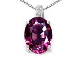 Tommaso Design™ Oval 8x6mm Genuine Rhodolite and Diamond Pendant