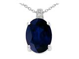 Tommaso Design™ Oval 8x6 mm Genuine Sapphire and Diamond Pendant