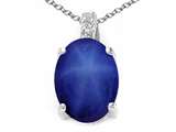 Tommaso Design™ Oval 10x8 mm Created Star Sapphire and Diamond Pendant