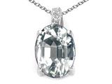 Tommaso Design™ Oval 8x6mm Genuine White Topaz and Diamond Pendant