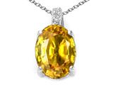 Tommaso Design™ Oval 8x6mm Genuine Yellow Sapphire and Diamond Pendant