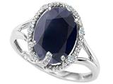 Tommaso Design™ Oval 10x8mm Genuine Black Sapphire and Diamond Ring
