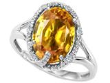 Tommaso Design™ Oval 10x8mm Genuine Citrine and Diamond Ring