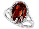 Tommaso Design™ Oval 10x8mm Genuine Garnet and Diamond Ring