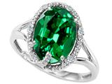 Tommaso Design™ Oval 10x8mm Simulated Emerald And Diamond Ring