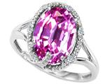 Tommaso Design™ Oval 10x8mm Created Pink Sapphire and Diamond Ring