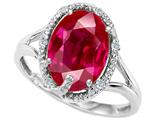 Tommaso Design™ Oval Created Ruby and Diamond Ring